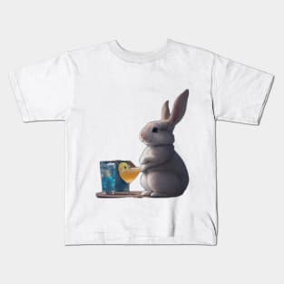 Bunny sipping cocktail Kids T-Shirt